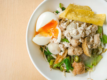 High angle view of breakfast served on plate