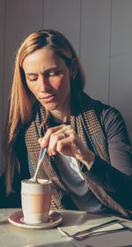 Woman with coffee cup