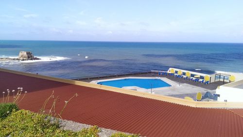 Scenic view of sea against clear sky