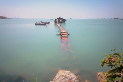 Scenic view of sea against clear sky