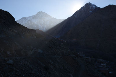 Scenic view of mountains against clear sky