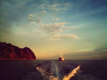 Scenic view of sea at sunset