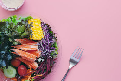 High angle view of vegetables on table