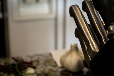 Close-up of empty table at home