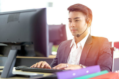 Man working on table