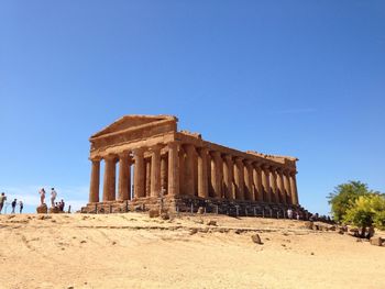 Low angle view of valle dei templi against clear sky