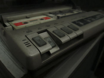 High angle view of computer keyboard on table