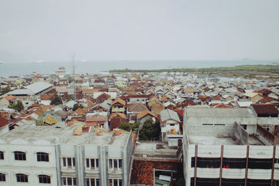 High angle view of townscape against sky