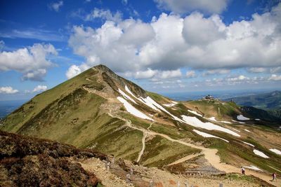 Scenic view of landscape against cloudy sky