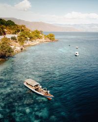 High angle view of sea against sky