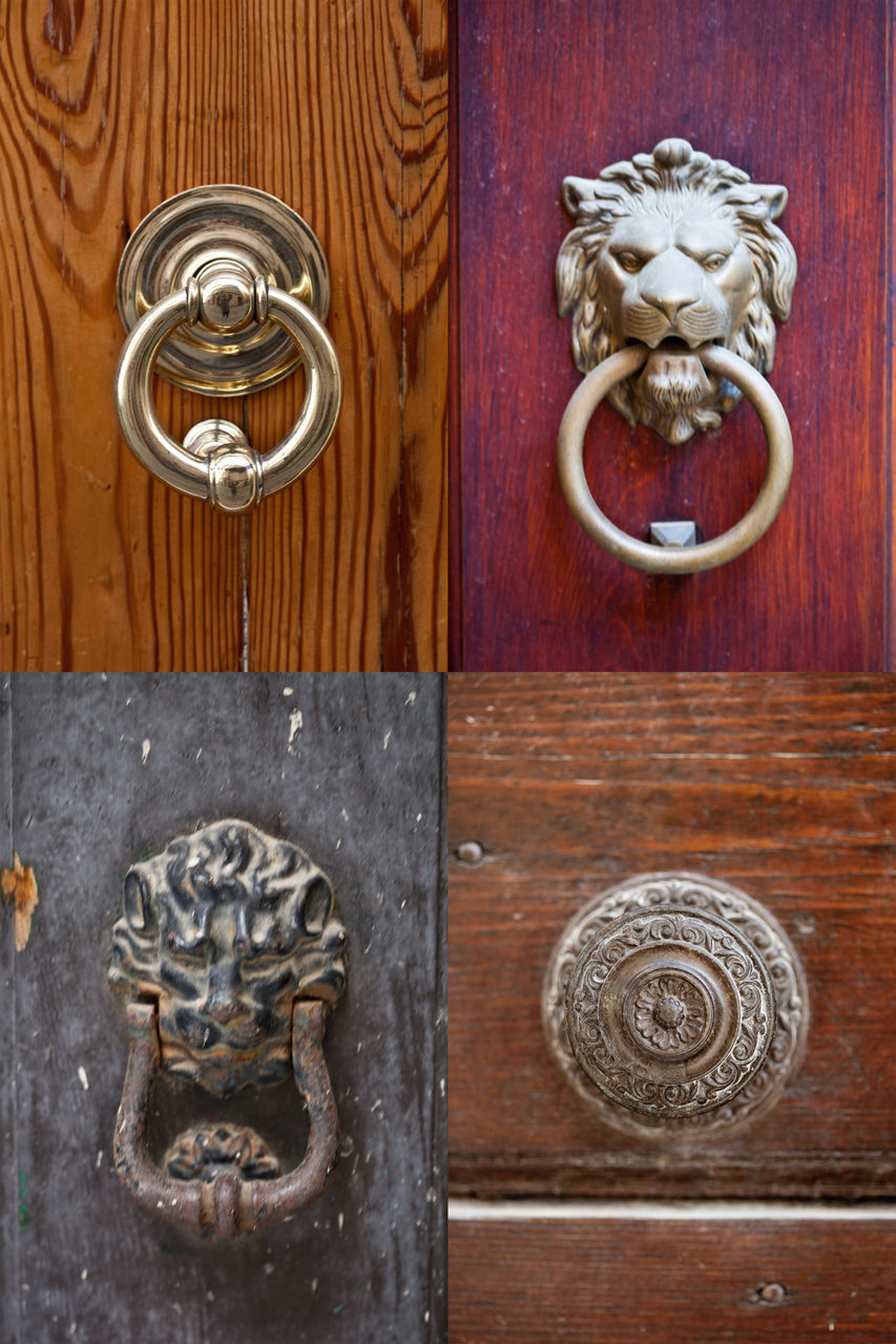 CLOSE-UP OF CLOSED DOOR ON WOODEN WALL