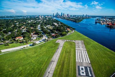 High angle view of city