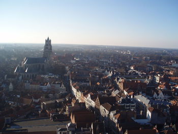 High angle view of buildings in city