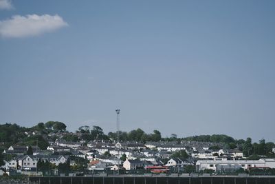 Cityscape against clear sky