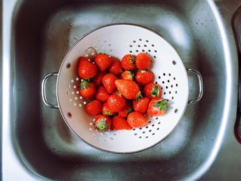 Close-up of strawberries in bowl