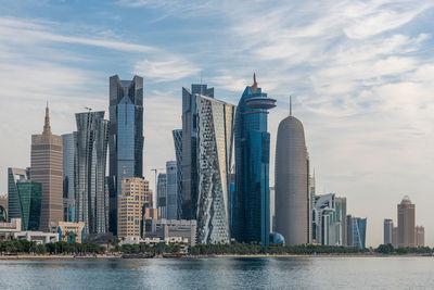 Morning view of doha city, qatar, middle east.