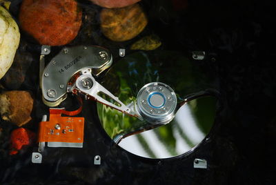 Close-up of hard drive on table
