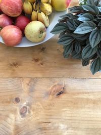 High angle view of apples on table