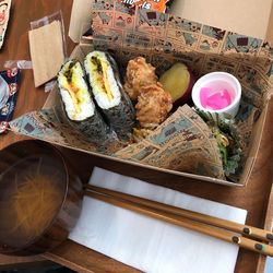 High angle view of fish in bowl on table