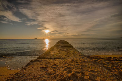 Scenic view of sea at sunset