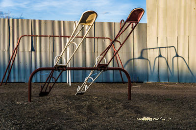 Close-up of empty bench