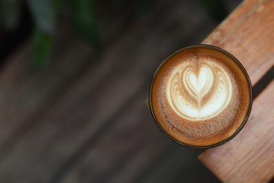 High angle view of coffee on table