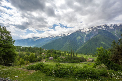 Scenic view of mountains against sky