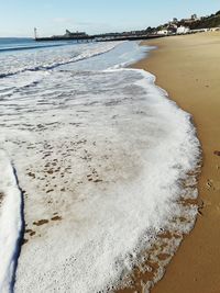 Close-up of beach against sky