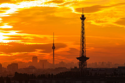 Sunset over city