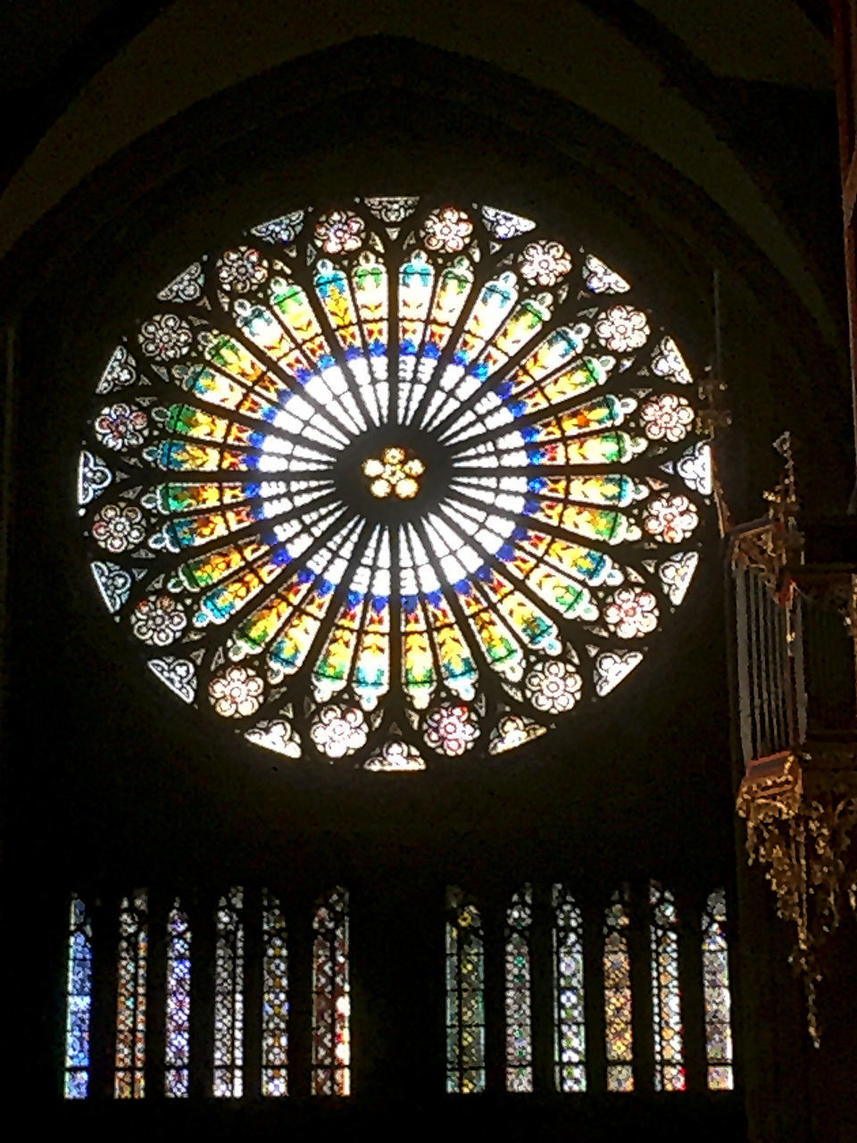 ceiling, indoors, architecture, low angle view, stained glass, built structure, glass - material, window, multi colored, dome, arch, tourism, travel destinations, close-up, architectural feature, architectural design, day, church, colorful, place of worship, famous place, architecture and art, majestic, lit, cupola, no people