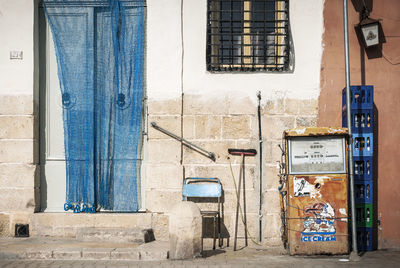 Closed door of building