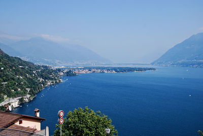 Landscape of locarno and lake maggiore from ronco sopra ascona, canton ticino, switzerland.