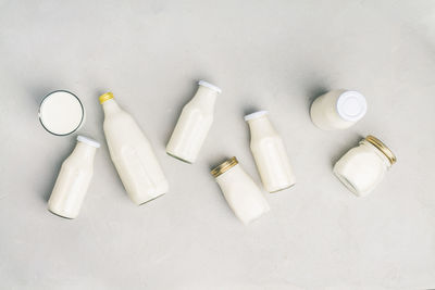 High angle view of beauty products on table