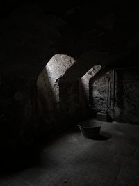 High angle view of man standing in tunnel