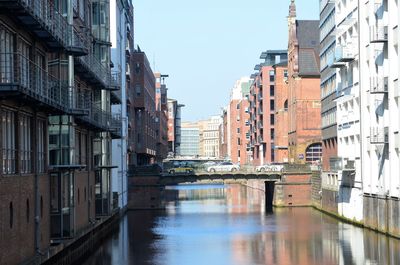 Canal amidst buildings against sky in city