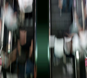 Blurred motion of train at subway station