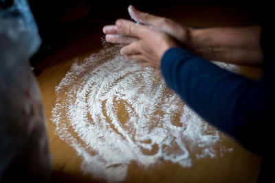 Close-up of person preparing food