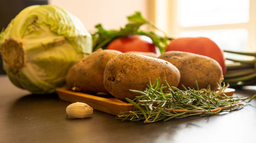 Close-up of vegetables on table