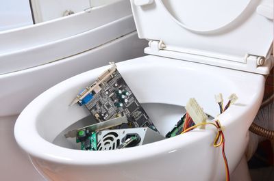 High angle view of bathroom at home