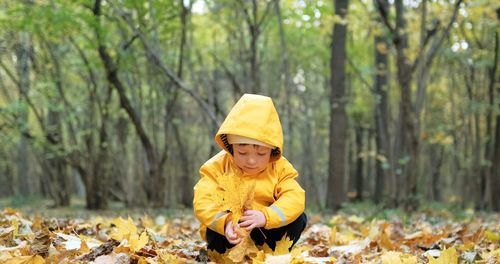 Portrait of young woman standing in forest