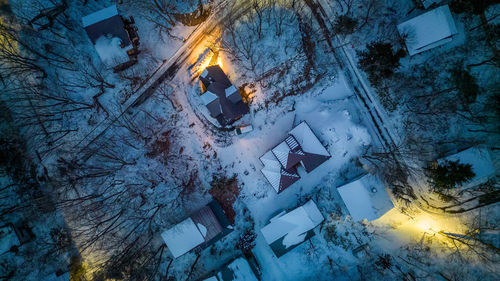 High angle view of puddle