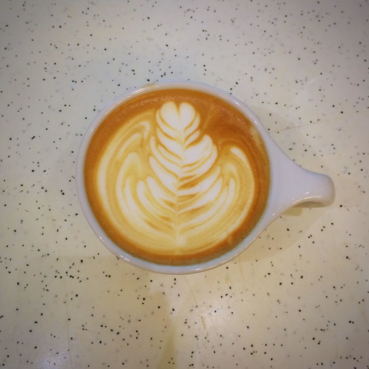 coffee cup, indoors, refreshment, froth art, food and drink, cappuccino, frothy drink, coffee - drink, drink, still life, table, close-up, saucer, directly above, creativity, pattern, art, freshness, design, high angle view