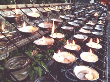 Close-up of tea light candles