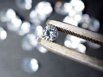 High angle view of wedding rings on table