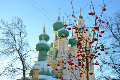 Low angle view of church against clear sky