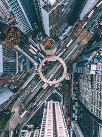 High angle view of city street