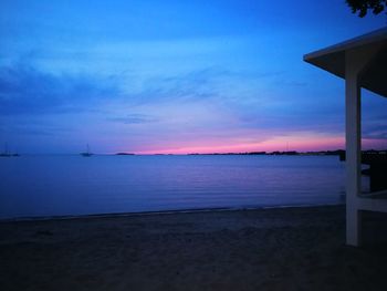 Scenic view of sea against sky at sunset