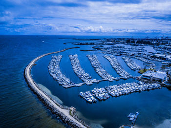 High angle view of sea against sky