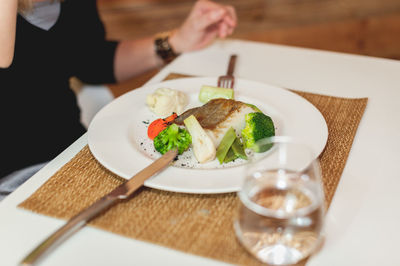 Close-up of food served in plate