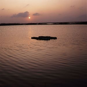 Scenic view of sea at sunset